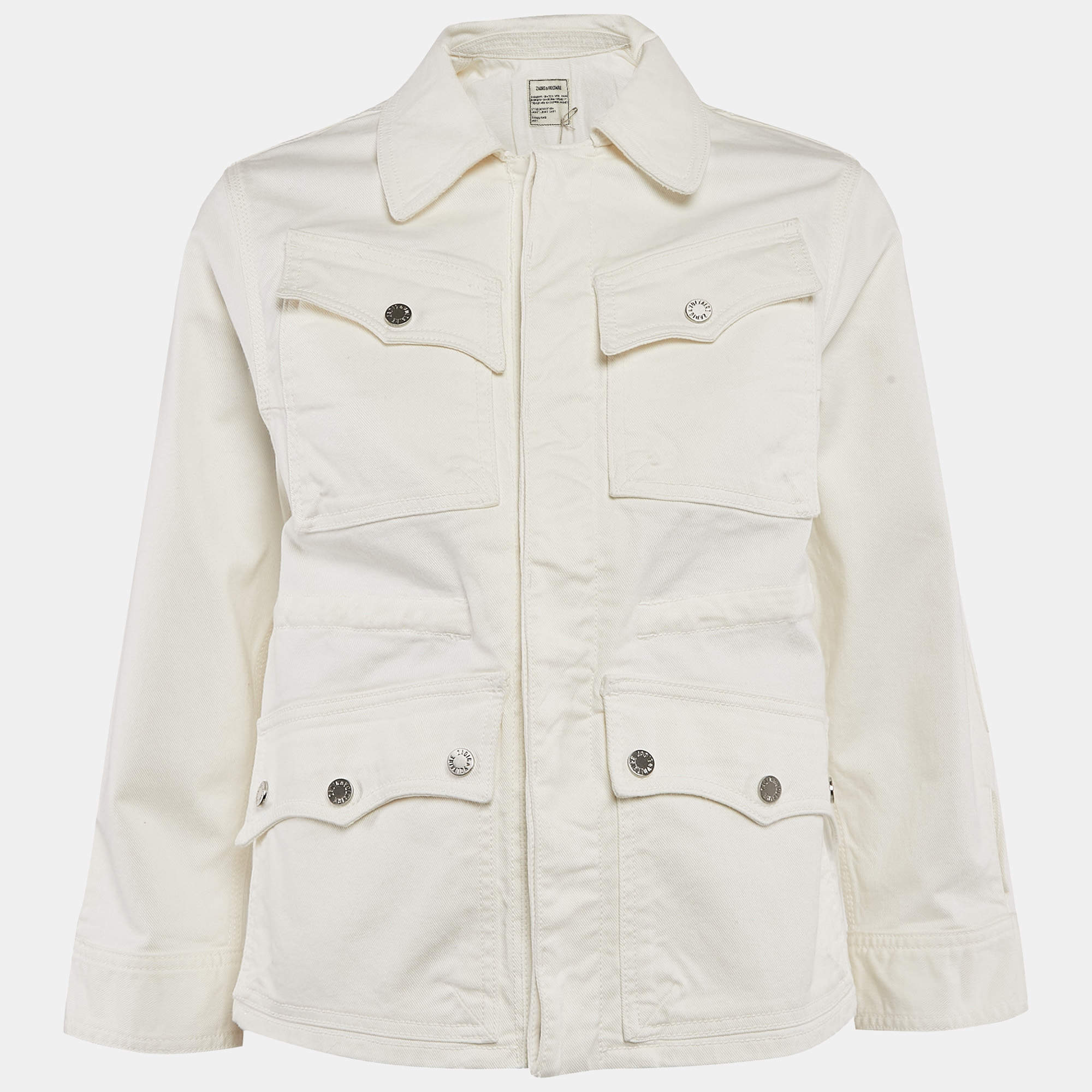 Zadig & Voltaire White Cotton Drill Button Front Kimi Jacket XS