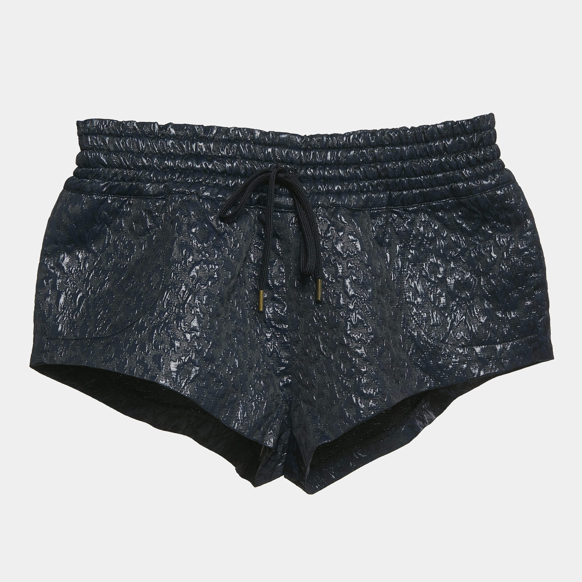 Pre Owned Zadig & Voltaire Deluxe Navy Blue Textured Jacquard Pad Shorts S