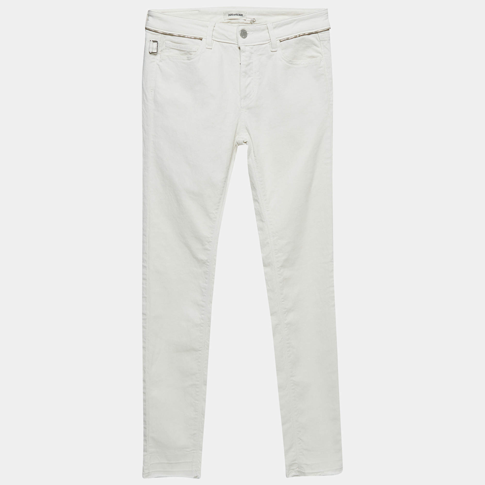 Pre Owned Zadig & Voltaire Off-White Denim Eva Cher Jeans S Waist 25"