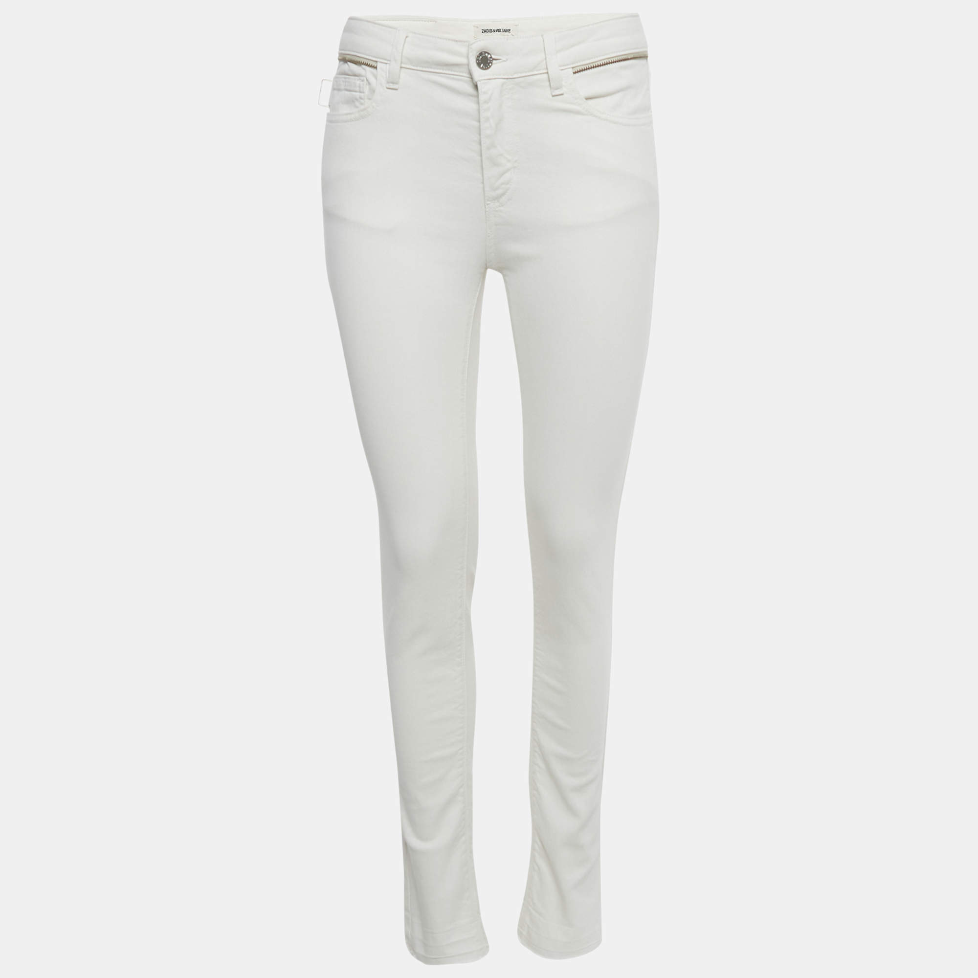 Pre Owned Zadig & Voltaire White Denim Eva Cher Jeans S Waist 28"