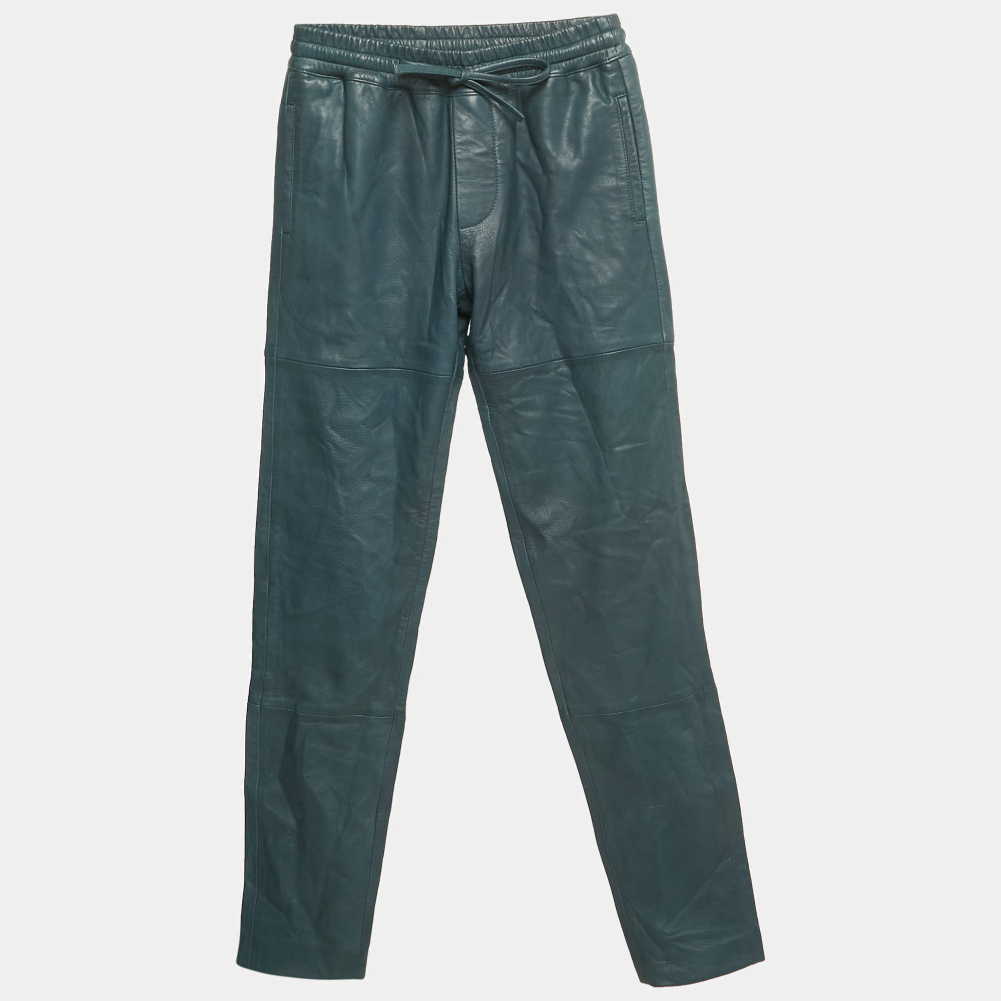 Pre Owned Zadig & Voltaire DeluxeTeal Blue Genuine Leather Parone Pants S