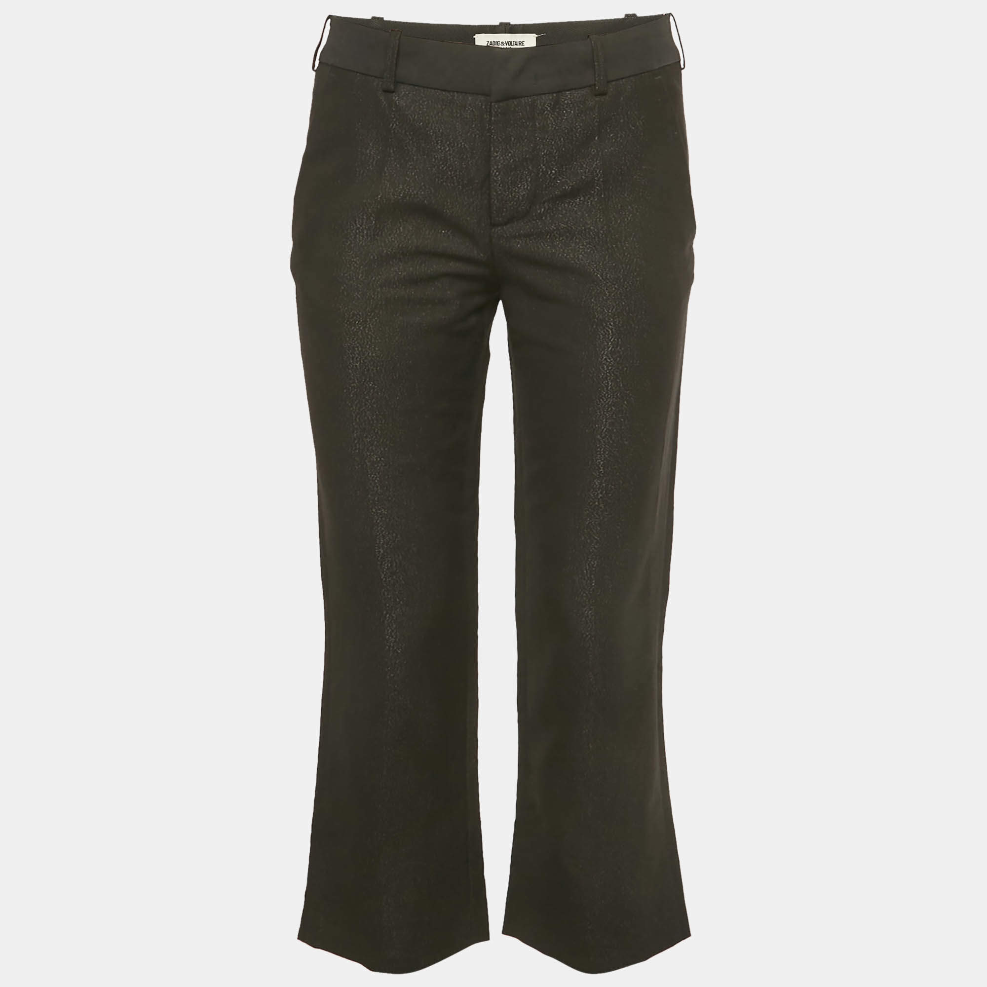 Pre Owned Zadig & Voltaire Black Lurex Posh Bright Trousers S