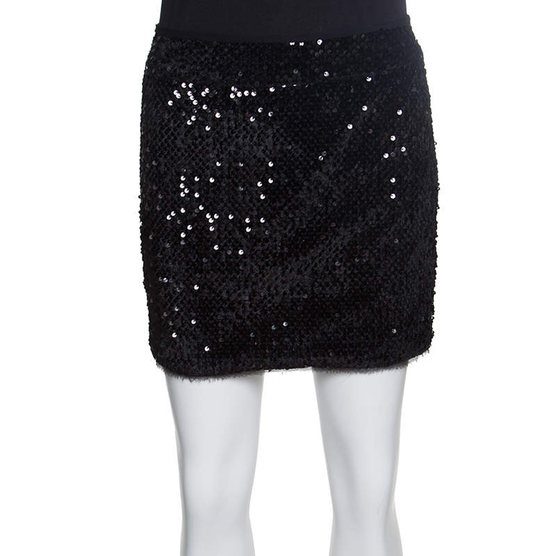 Zadig and Voltaire Black Sequined Jasmi Mini Skirt S