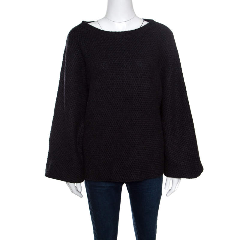 Zadig and Voltaire Deluxe Anthracite Kimono Sleeve Flint Cashmere Sweater L