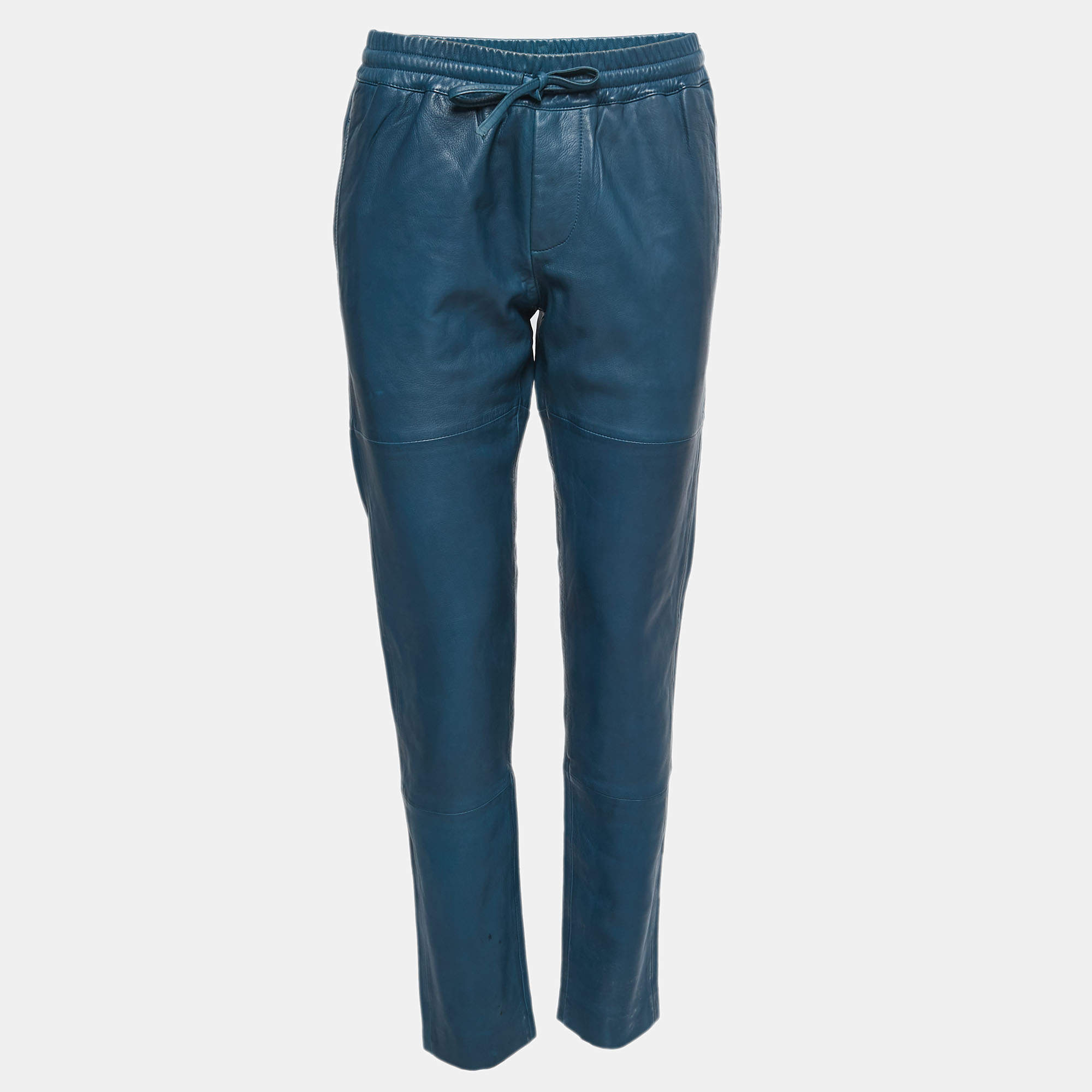 Zadig and Voltaire Blue Lambskin Leather Trousers M