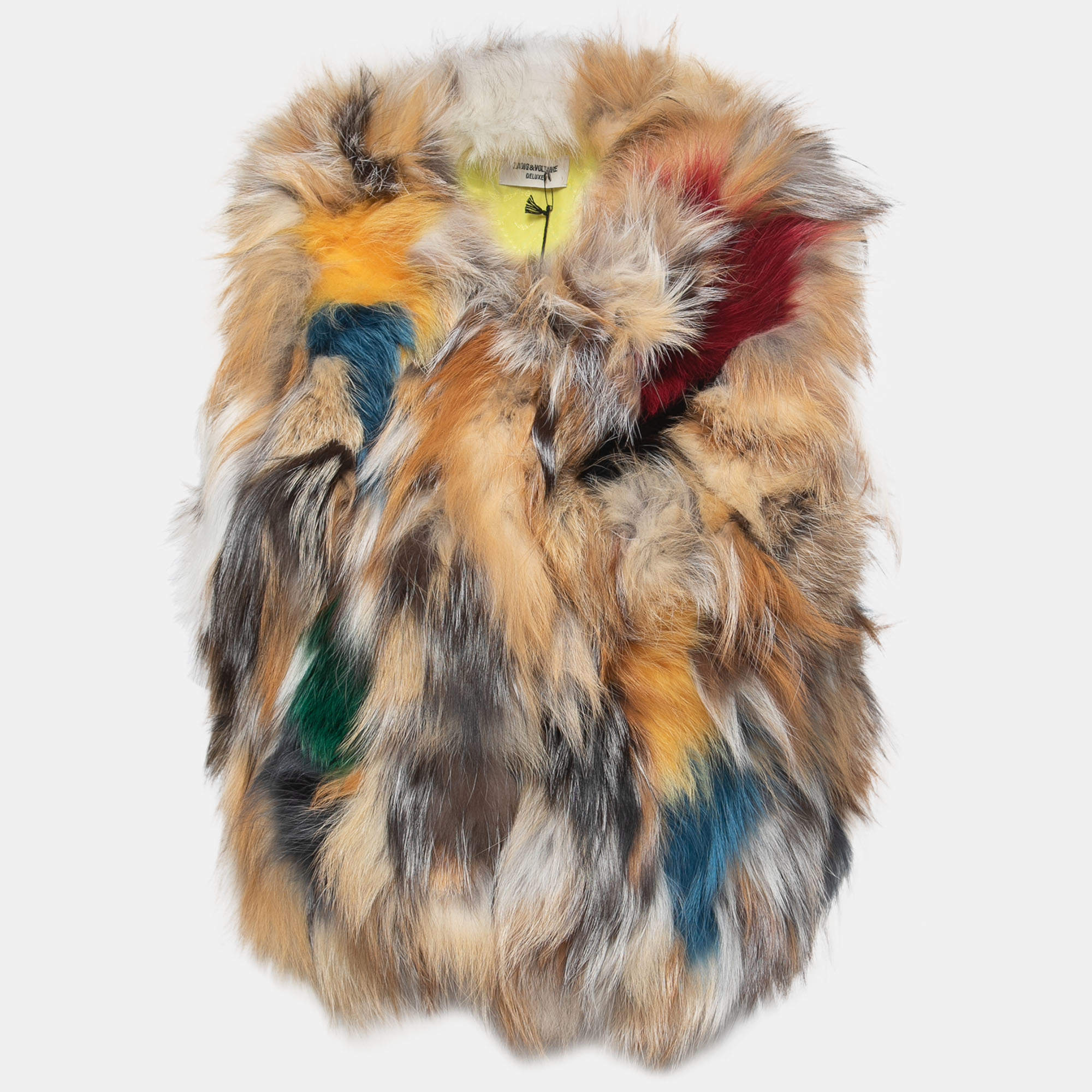 Zadig & Voltaire Multicolor Fur Sleeveless Cropped Jacket M