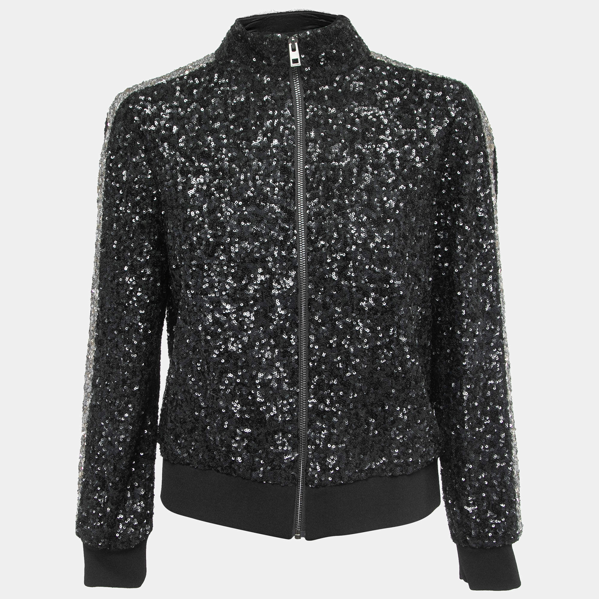 مملوكة مسبقًا Zadig & Voltaire Black Sequined Track Jacket L