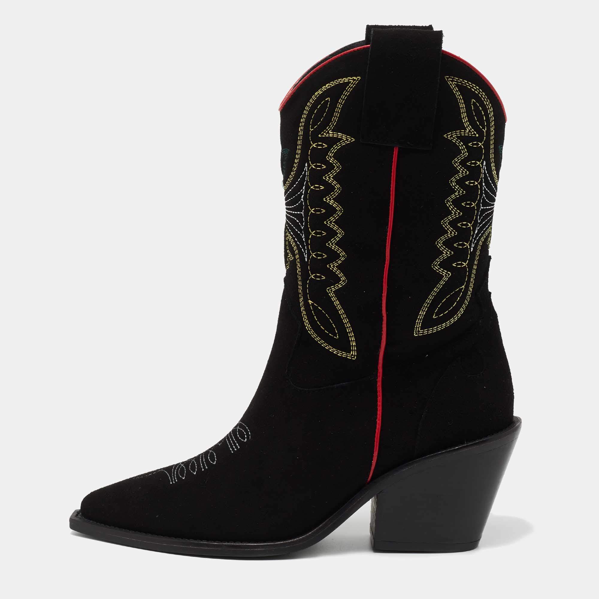 Zadig & Voltaire  Black Suede Midcalf Boots Size 39