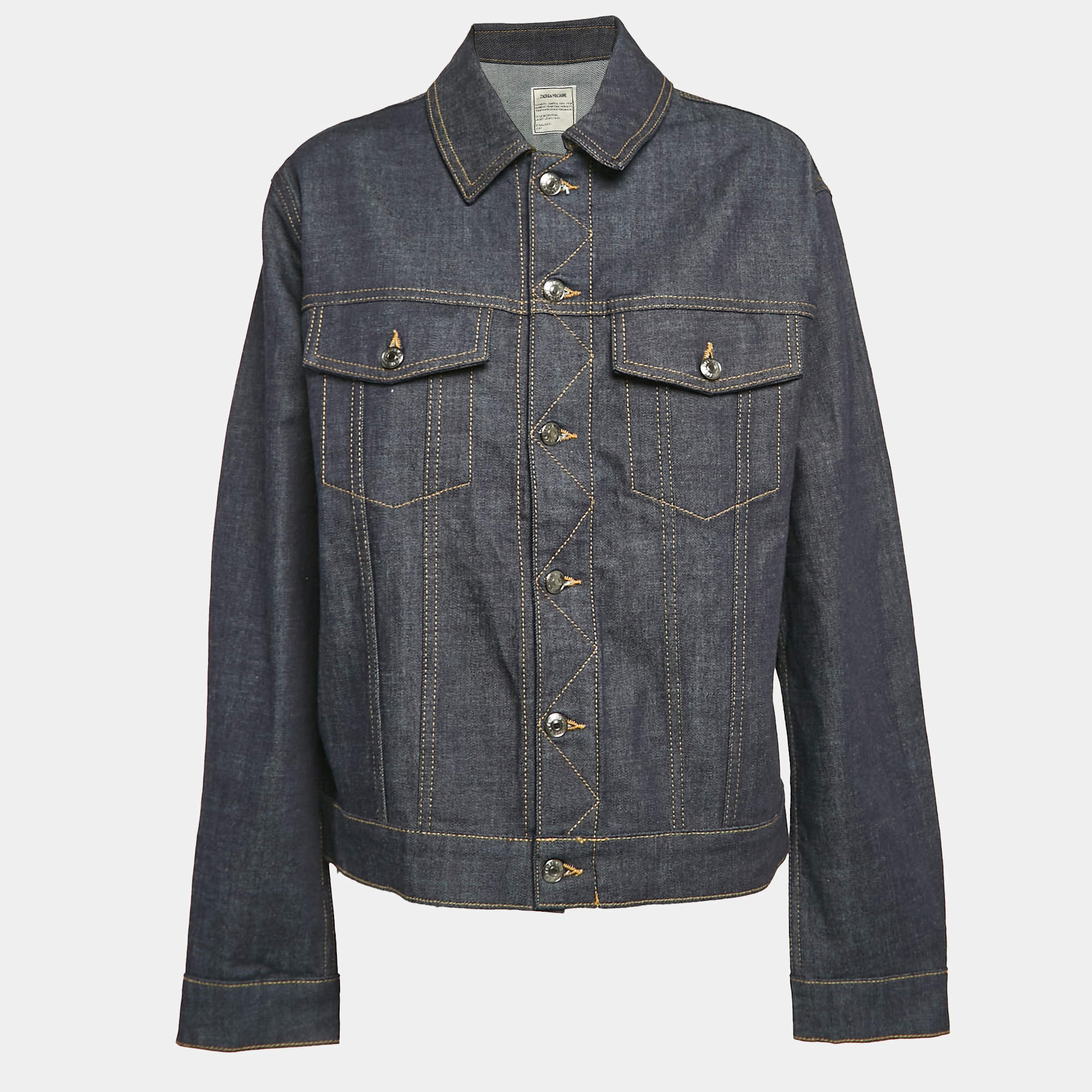 Zadig & Voltaire Blue Denim Button Front Jacket XL