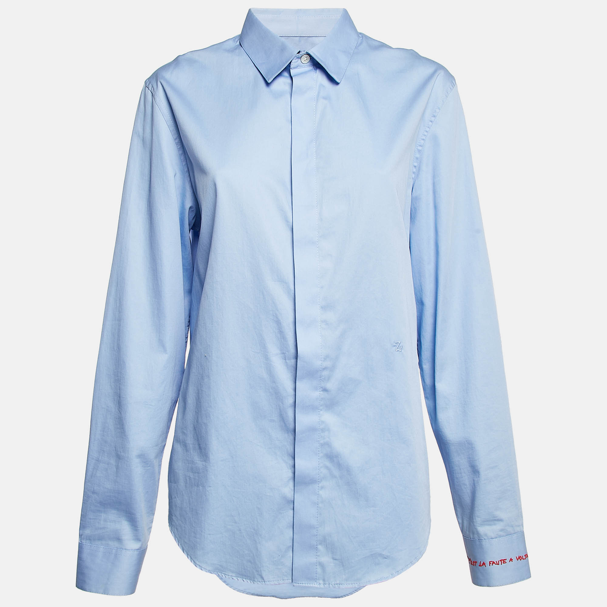 Pre Owned Zadig & Voltaire Blue Cotton Sydney Pop Eco Shirt L