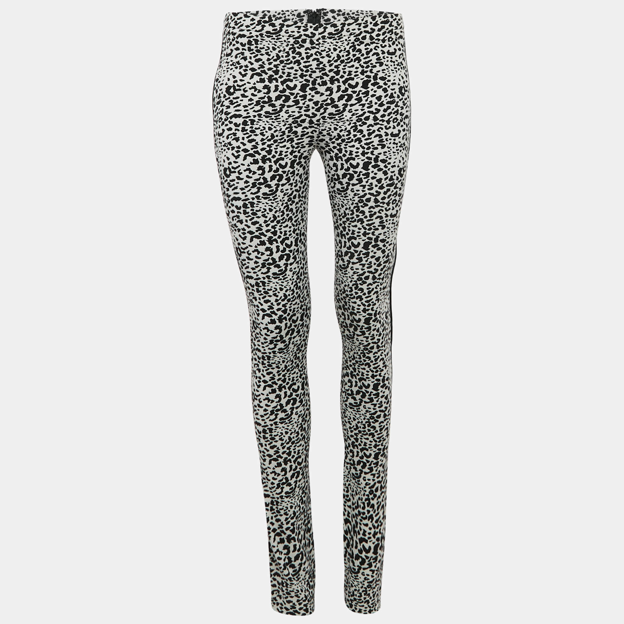 Zadig & Voltaire White/Black Leopard Jacquard Pharell Trousers M
