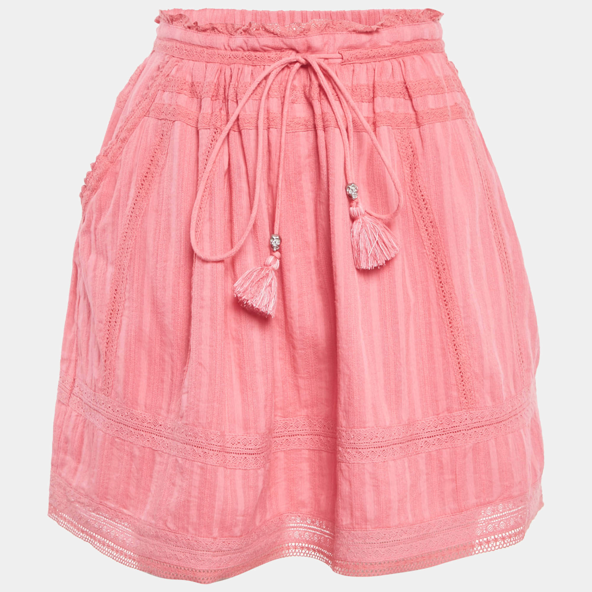 Zadig & Voltaire Pink Cotton Lace Trimmed Joxini Mini Skirt M