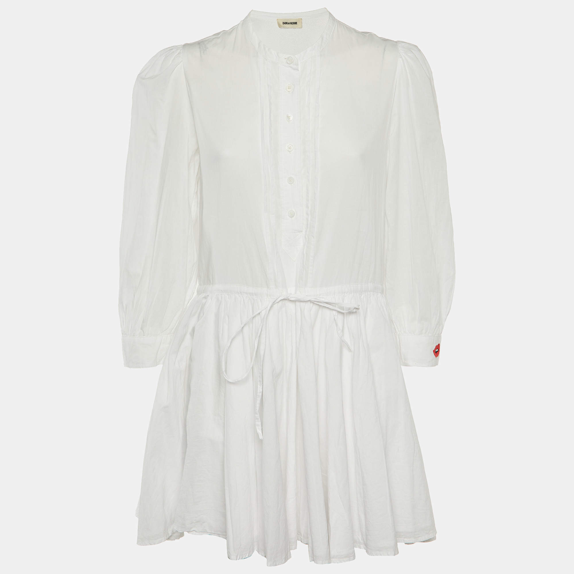 مملوكة مسبقًا Zadig & Voltaire White Cotton Embroidered Mini Dress M