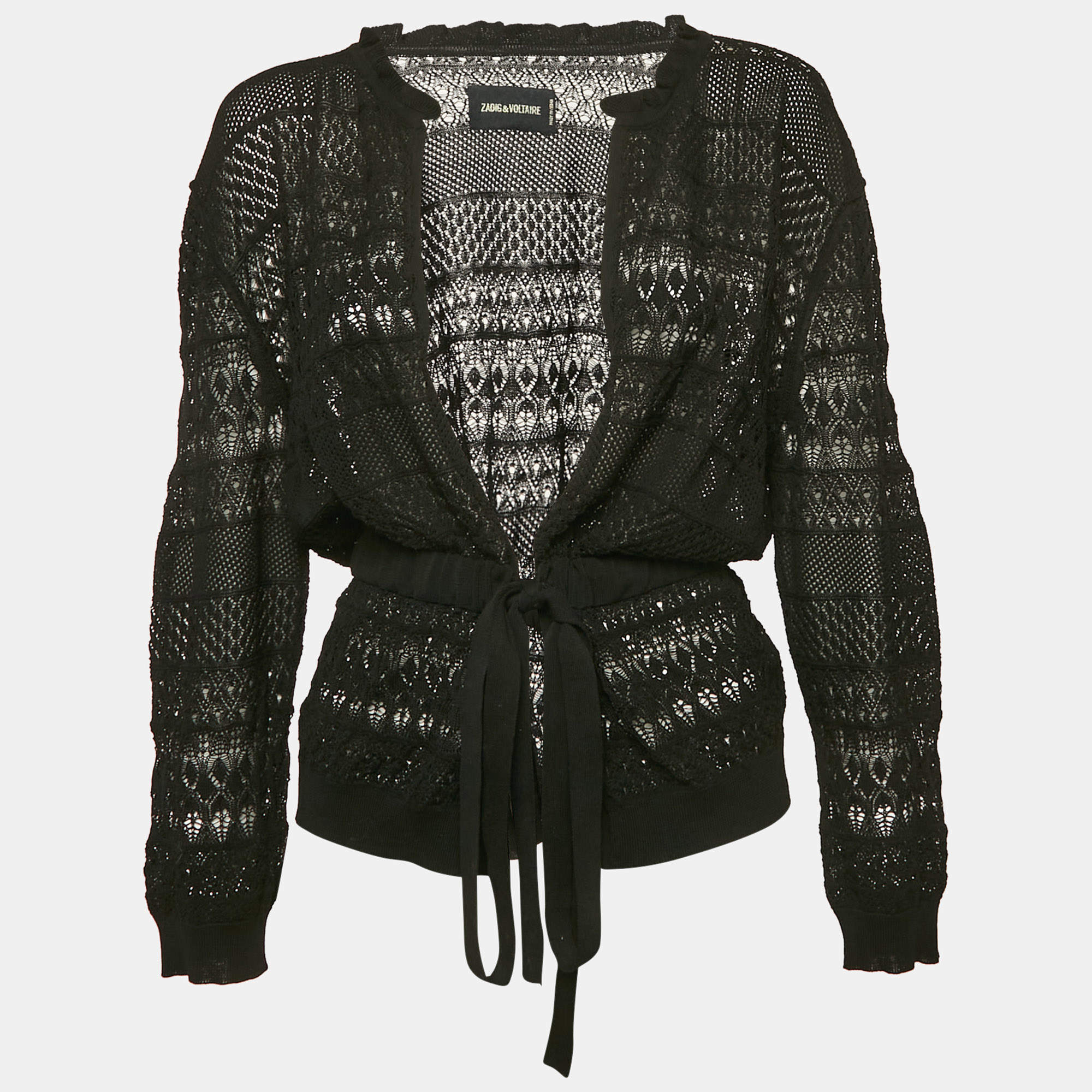 Zadig & Voltaire Black Patterned Knit Maddie Cardigan S