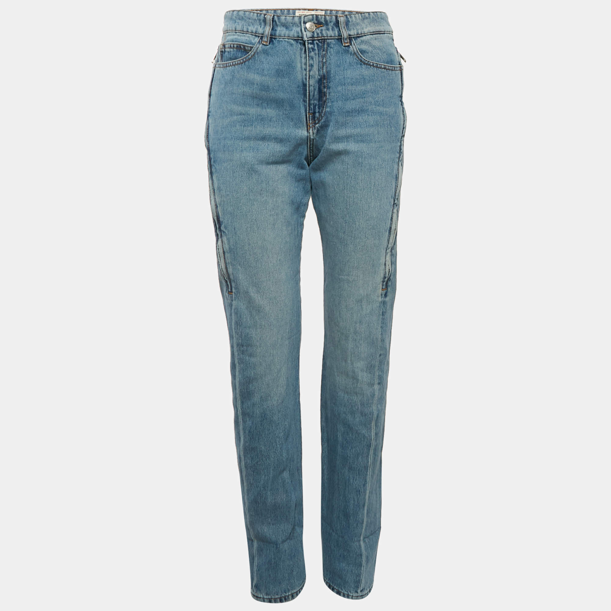 Zadig & Voltaire Blue Eria Denim Zip Detail Jeans M Waist 32"