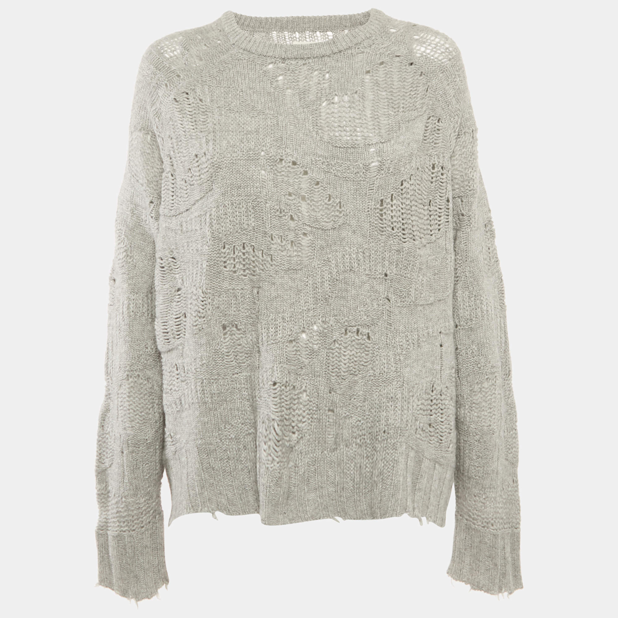 Zadig & Voltaire Deluxe Grey Open Knit Mark Camou Sweater M