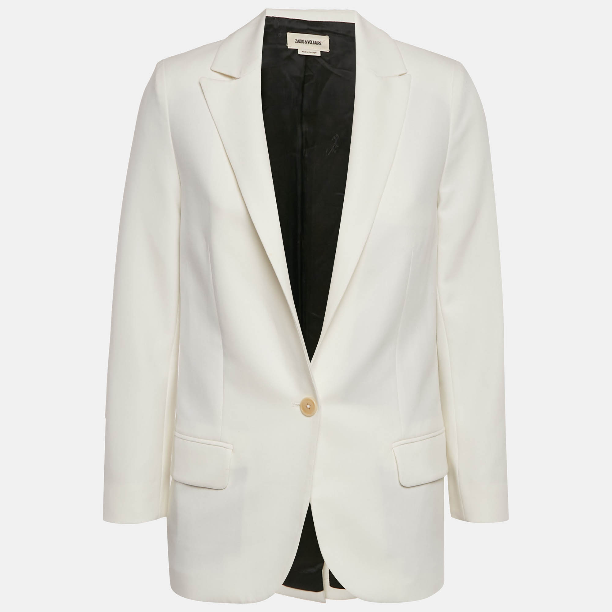 مملوكة مسبقًا جاكيت زاديج آند فولتير بليزر أبيض جمجمة مزينة كريب مفرد الصدر صغير