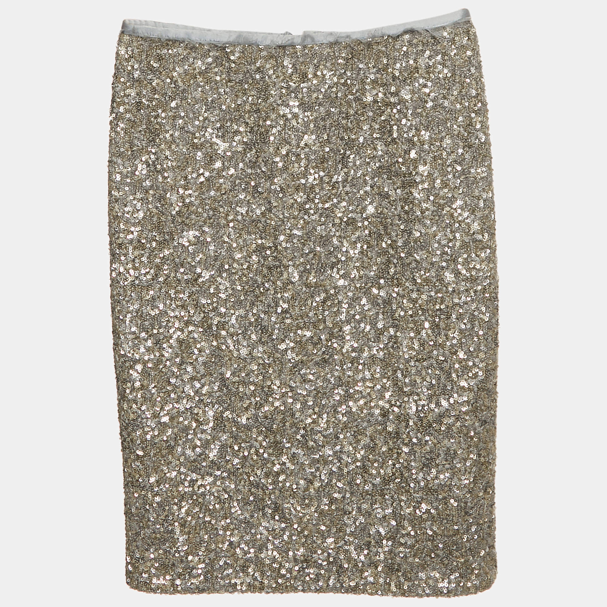 Pre Owned Zadig & Voltaire Metallic/Silver Sequin Mini Skirt S