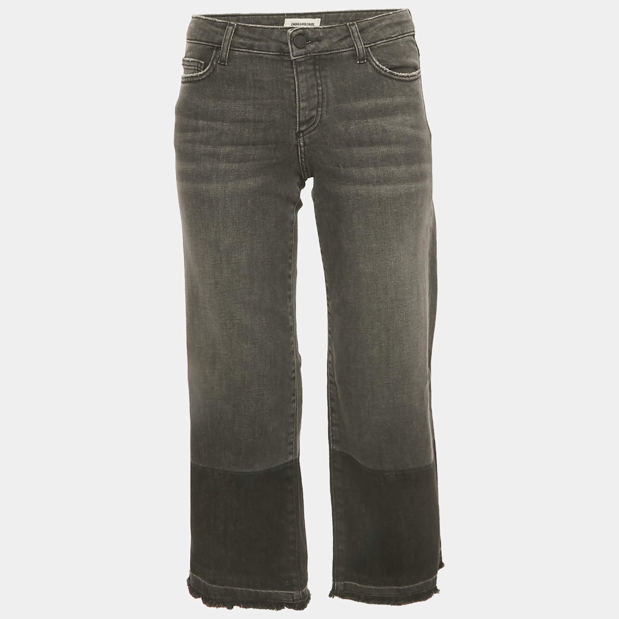 Pre Owned Zadig & Voltaire Grey Washed Denim Bay Gris Jeans M/Waist 28"