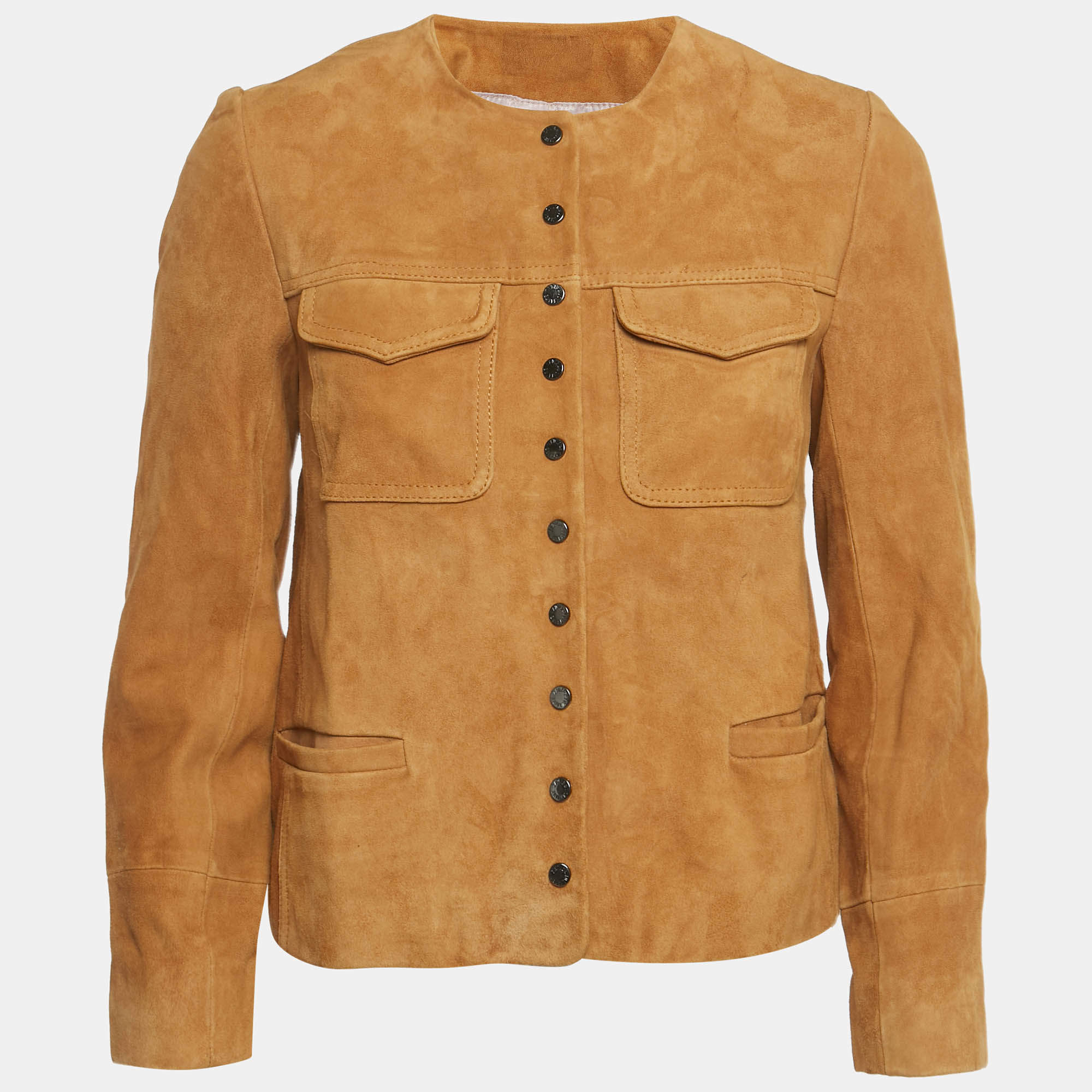 Pre Owned Zadig & Voltaire Brown Suede Round Neck Jacket XS