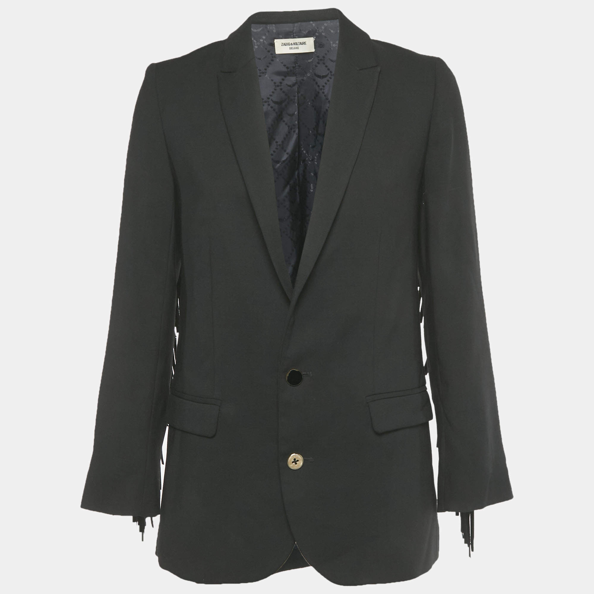 Pre Owned Zadig & Voltaire Deluxe Black Viva Frange Blazer S