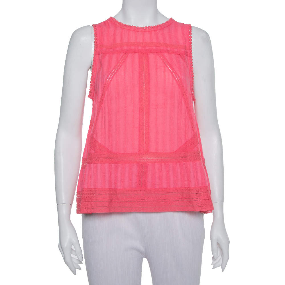 Pre Owned Zadig and Voltaire Pink Cotton Sleeveless Tank Top S