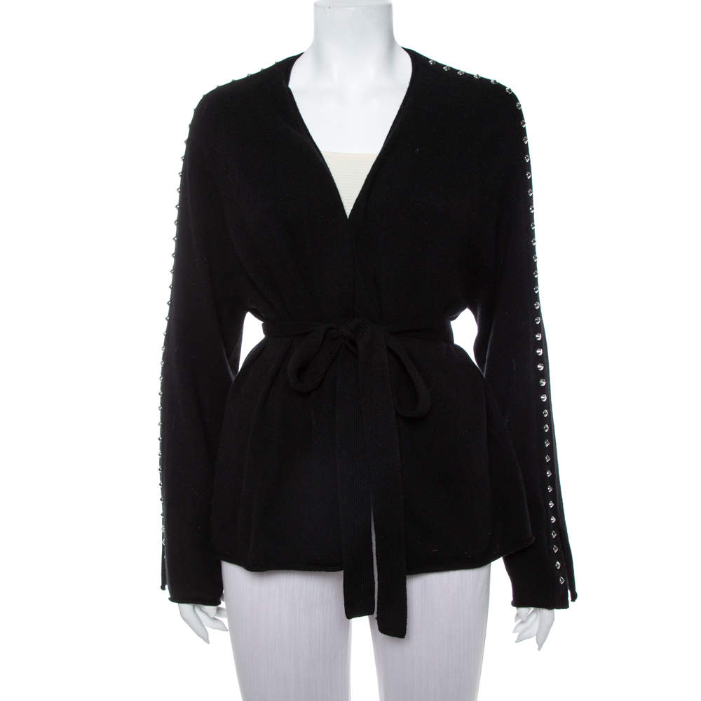 Zadig & Voltaire Black Cashmere Wool Studded Lemmy Cardigan M/L