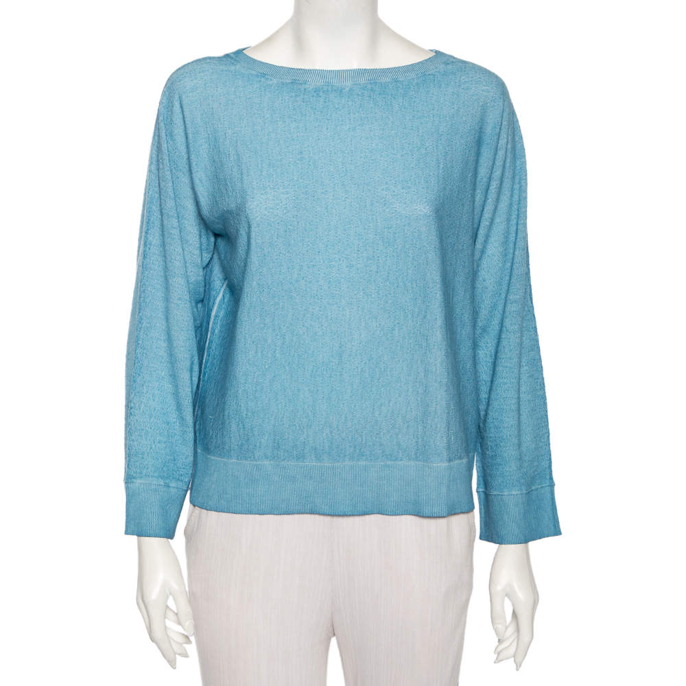 Zadig and Voltaire Blue Stone Wash Wool Boatneck Flint Sweater XS