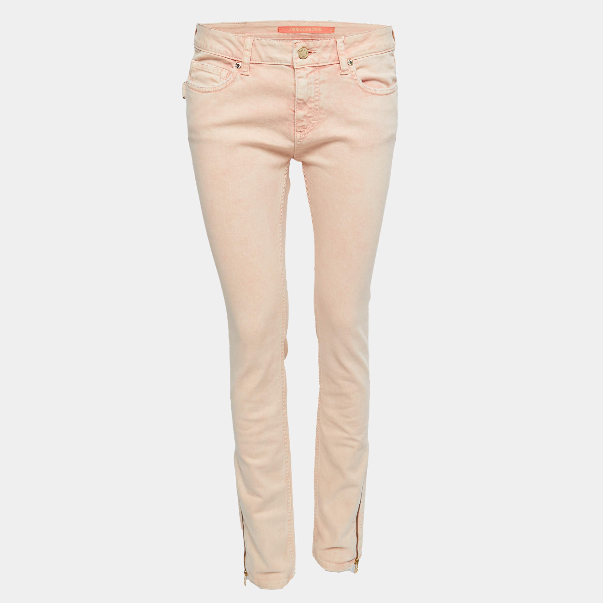 Pre Owned Zadig and Voltaire Light Orange Washed Denim Skinny Eva Snow Jeans M