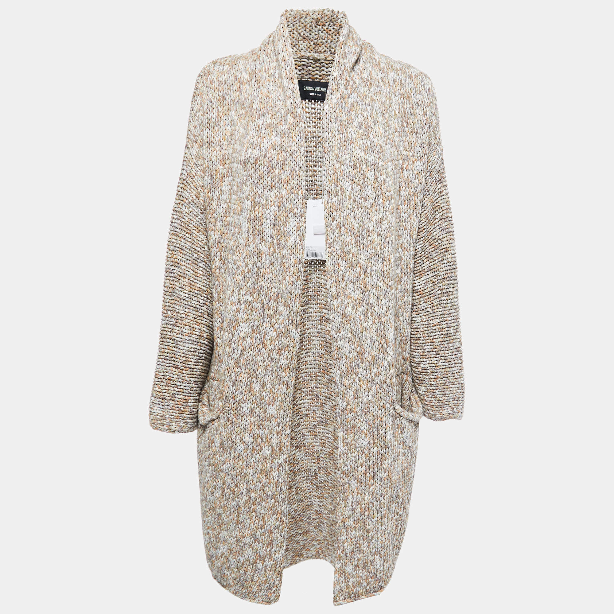 Zadig & Voltaire Multicolor Cotton Knit Open Front Long Cardigan M/L