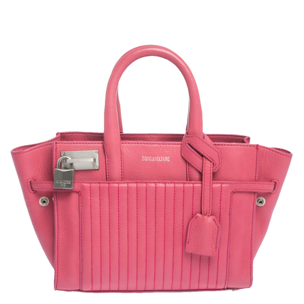 Zadig and Voltaire Pink Leather XS Candide Tote