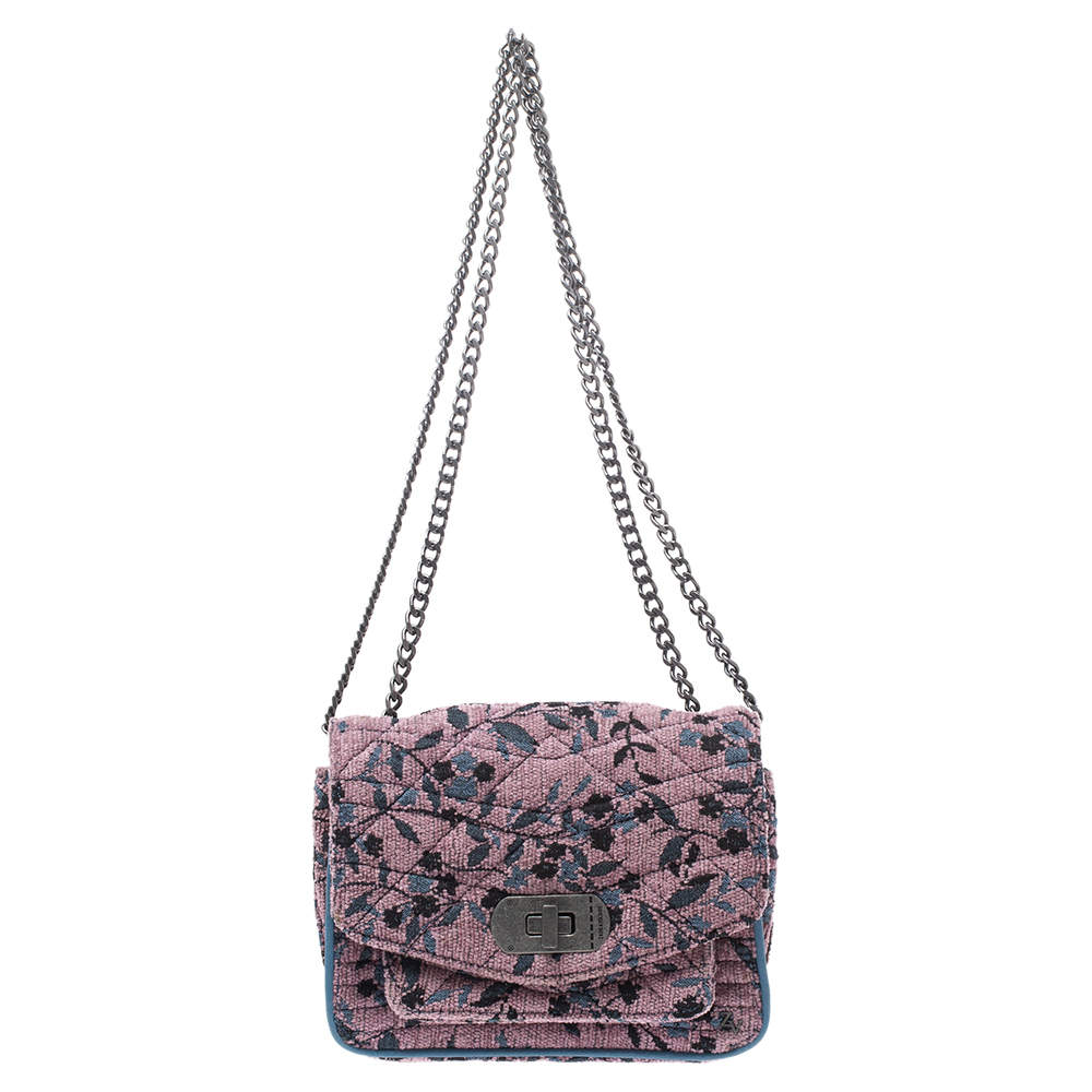 Zadig and Voltaire Pink/Blue Fabric and Leather Shoulder Bag