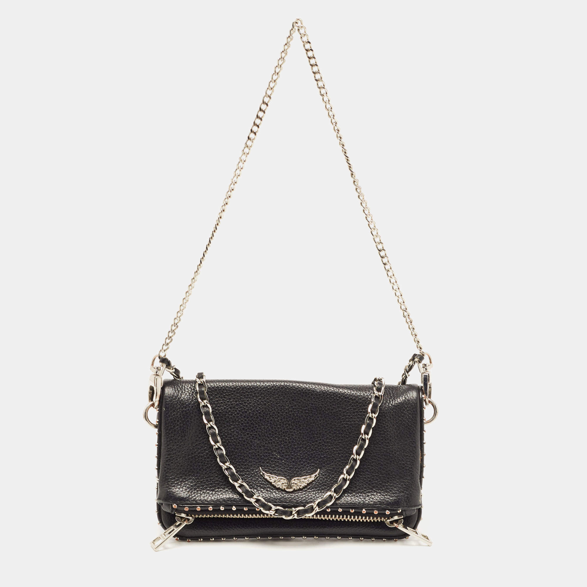 Zadig and Voltaire Black Leather Rock Clutch Zadig