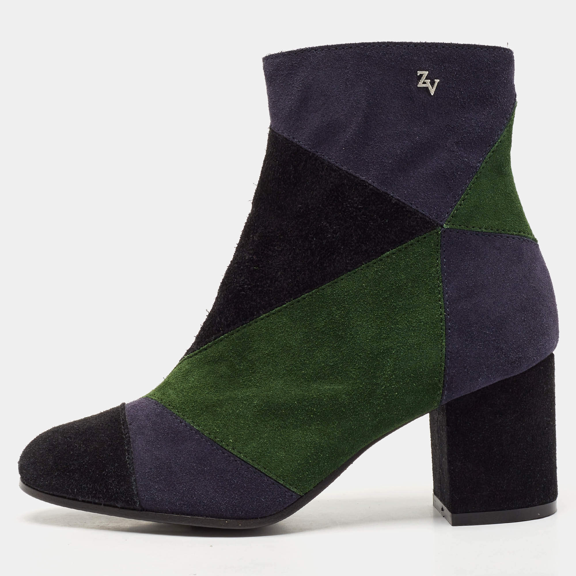 Zadig & Voltaire Multicolor Suede Patchwork Ankle Length Boots Size 36
