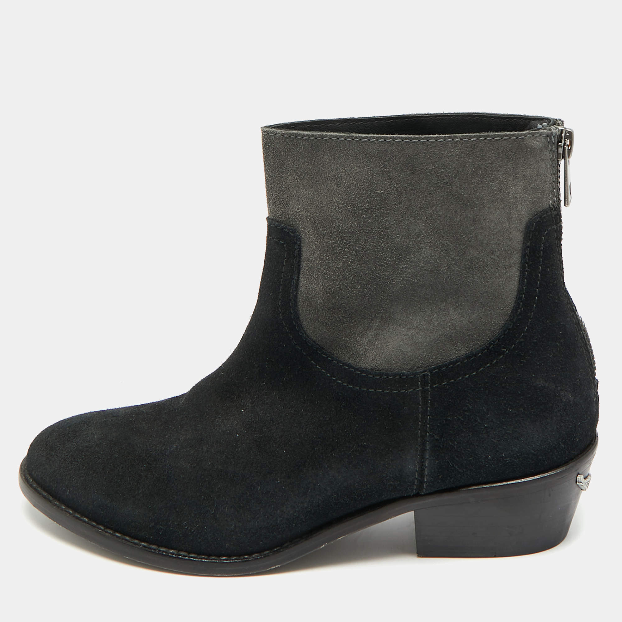 مملوكة مسبقًا Zadig & Voltaire Teddy Size 37 Black/Grey Suede Ankle Length Boots