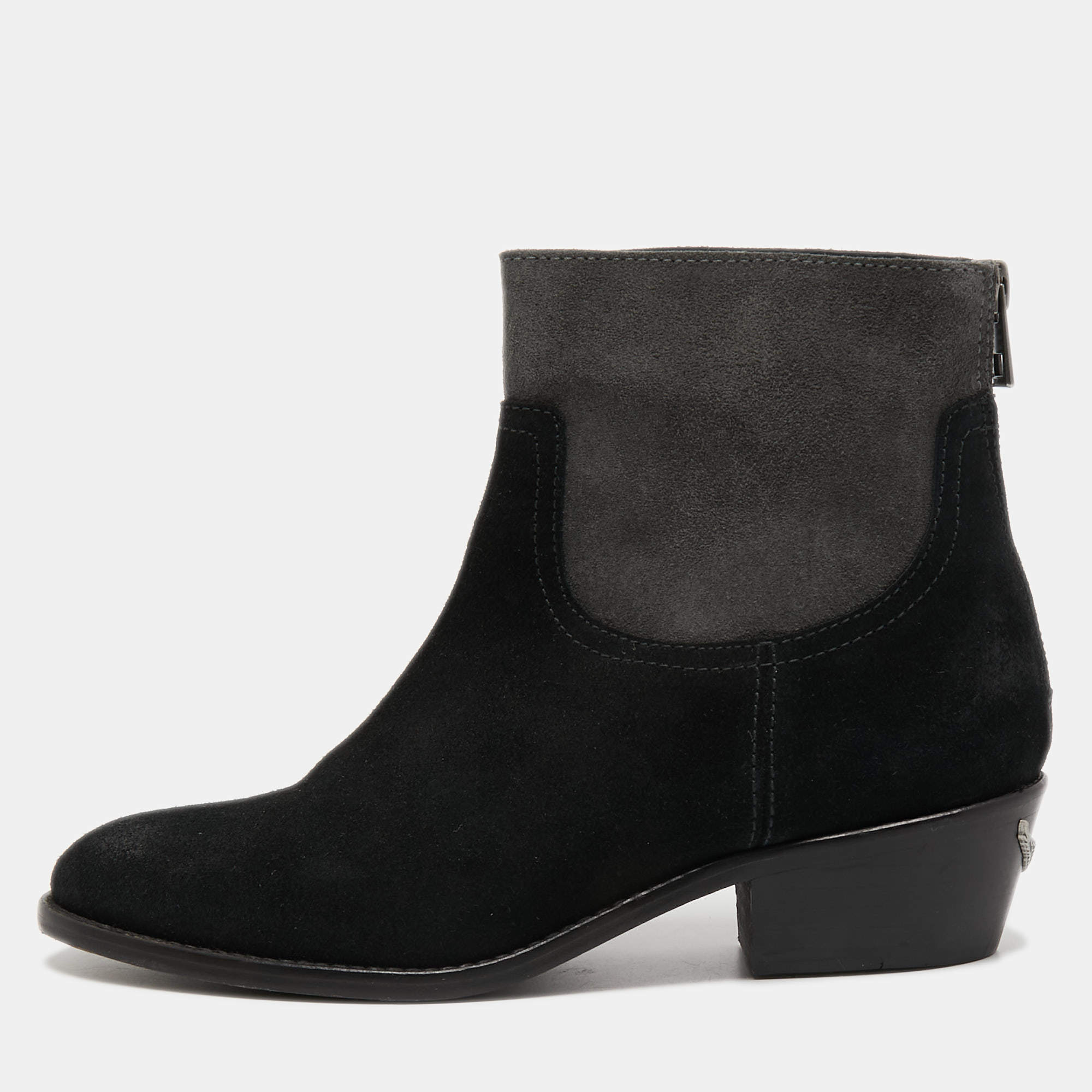 Zadig and Voltaire Black/Grey Suede Ankle Boots Size 37