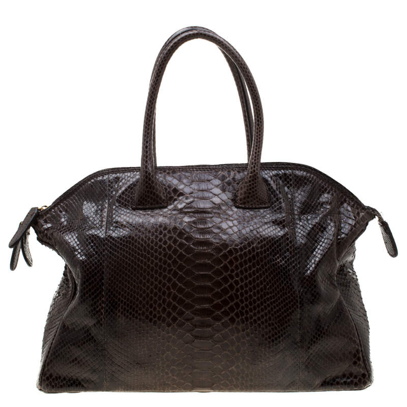 Zagliani Brown Python Tomodachi Weekender Bag