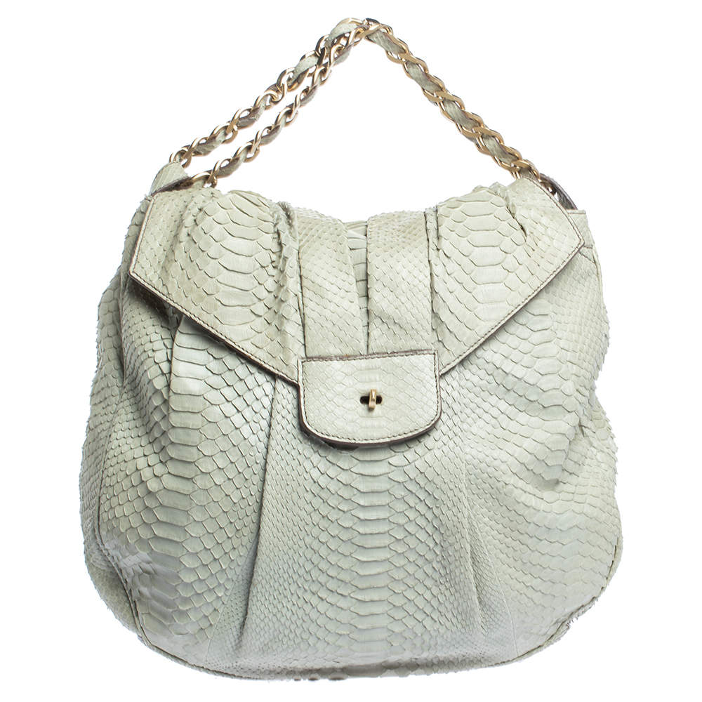 Zagliani Pale Green Python JJ Hobo