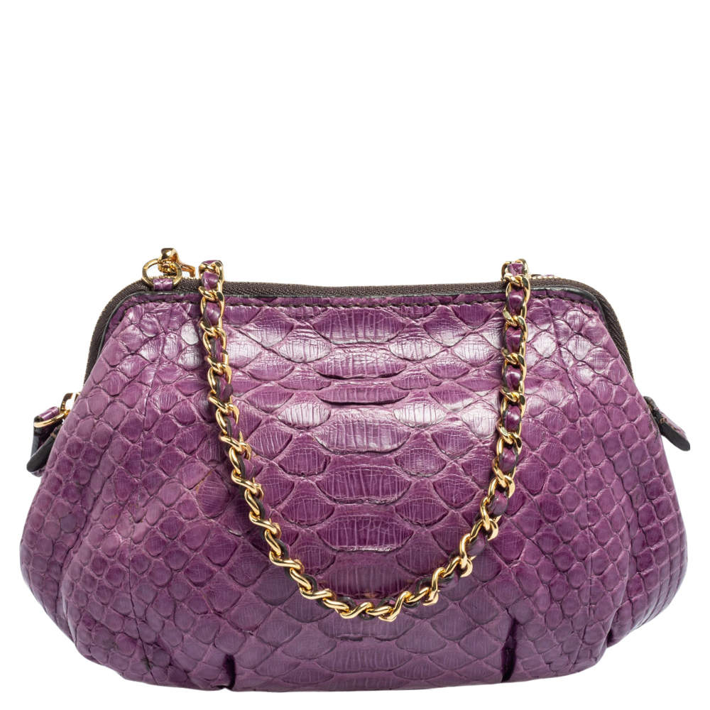 Zagliani Purple Python Shoulder Bag