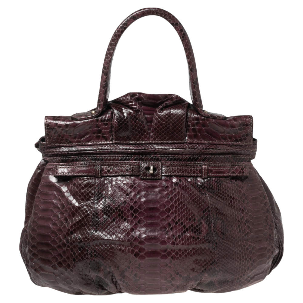 Zagliani Two Tone Python Top Pleated Hobo