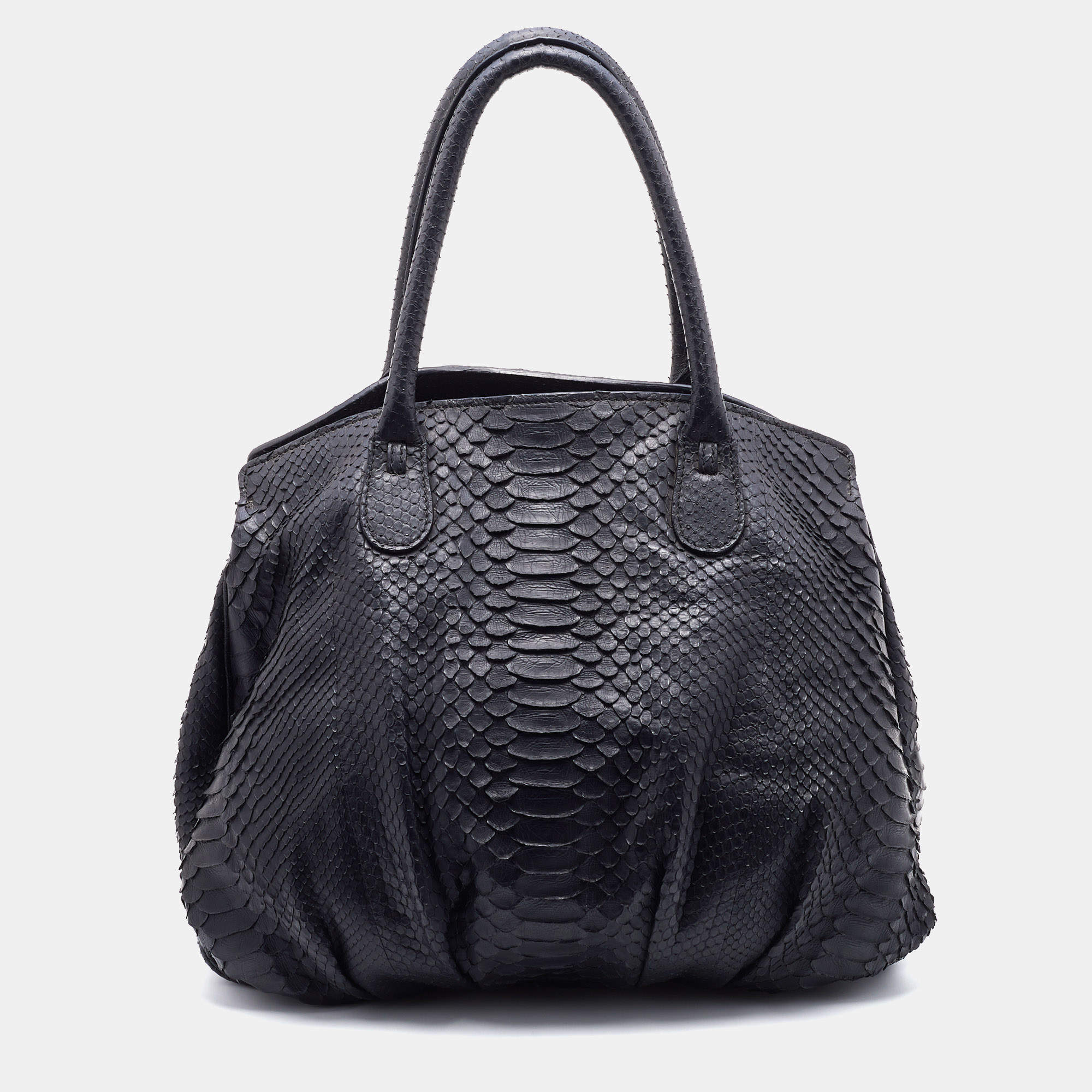 Zagliani Black Python Satchel