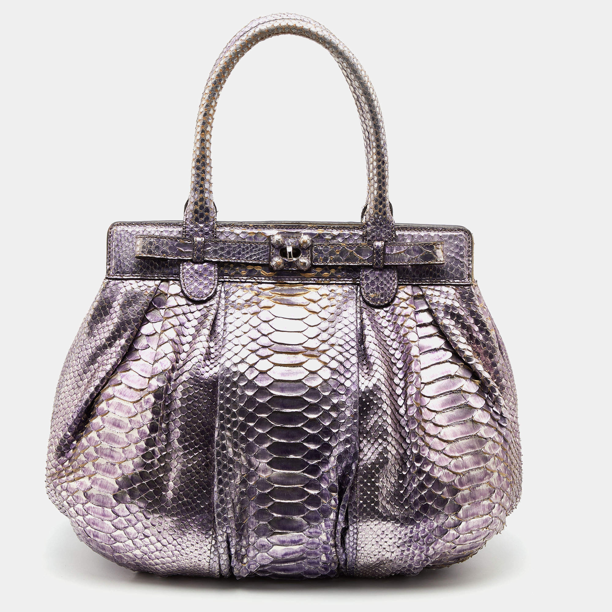 Zagliani Metallic Python Puffy Hobo