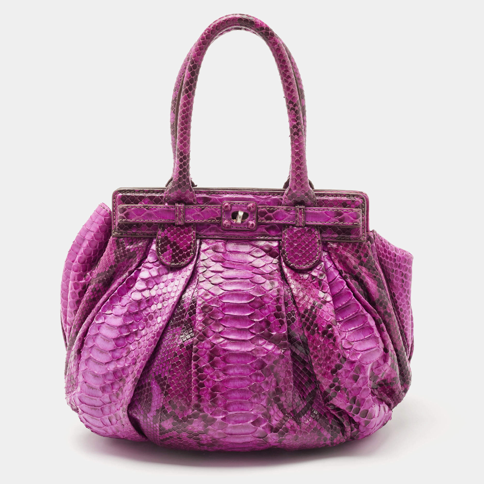Zagliani Magenta Python Medium Puffy Hobo
