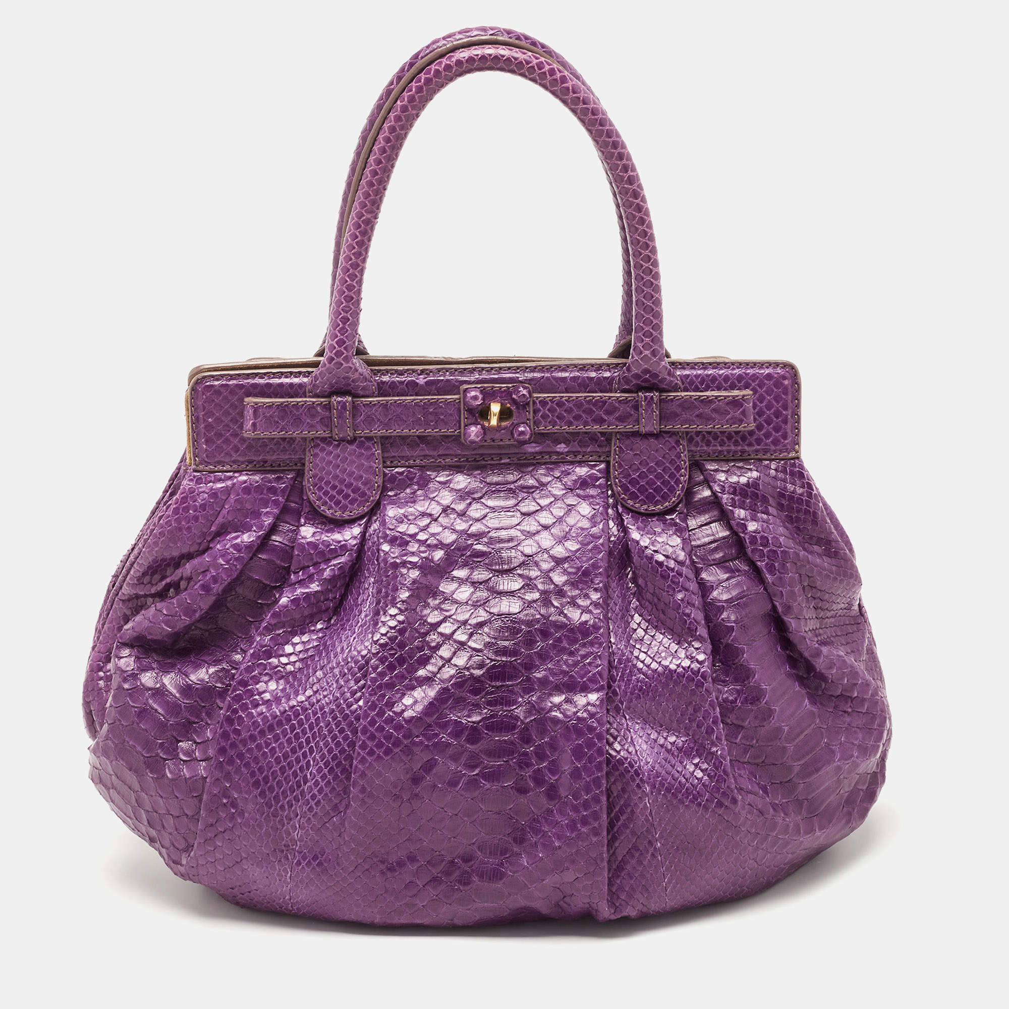Zagliani Purple Python Puffy Hobo