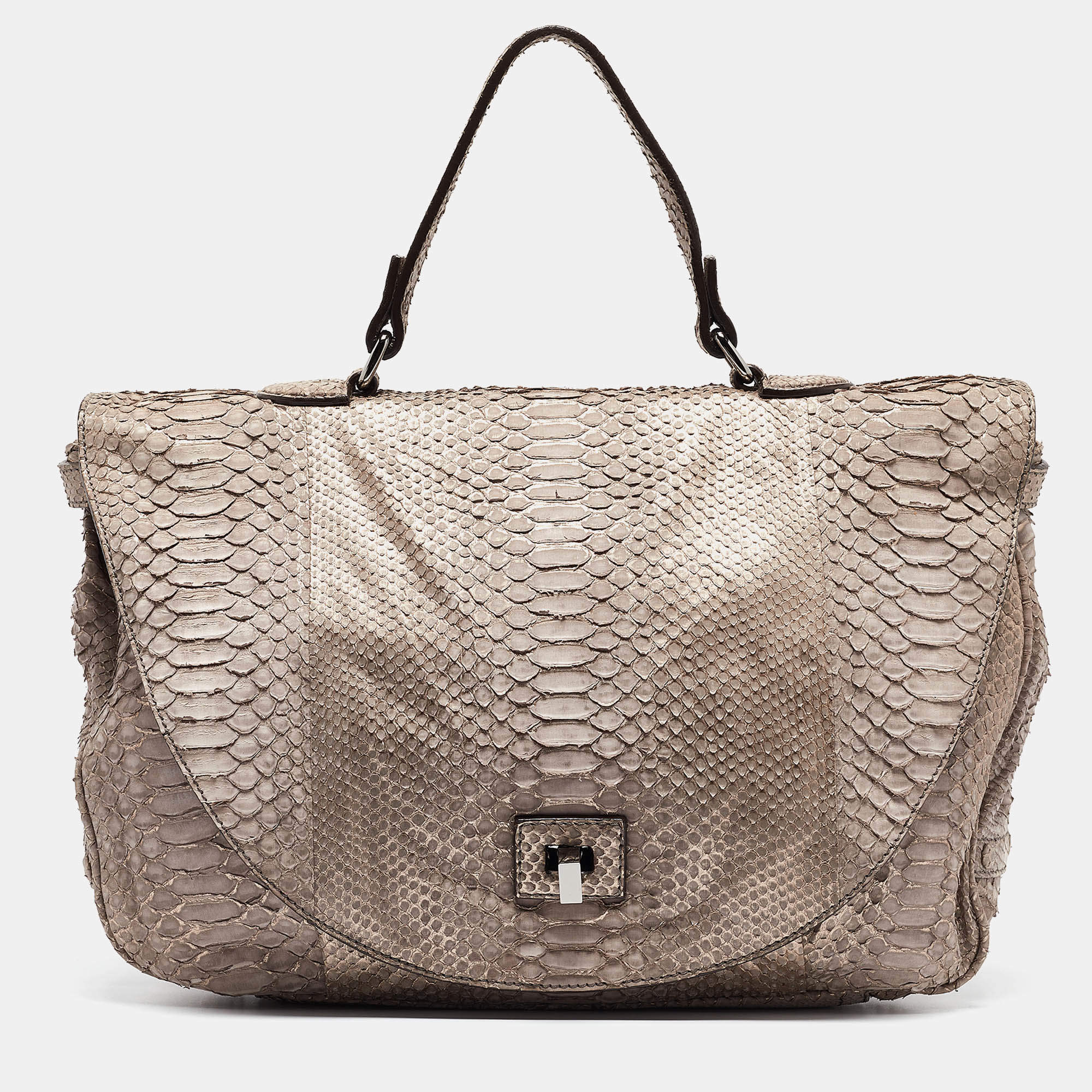 Zagliani Beige/Metallic Python Weekender Bag
