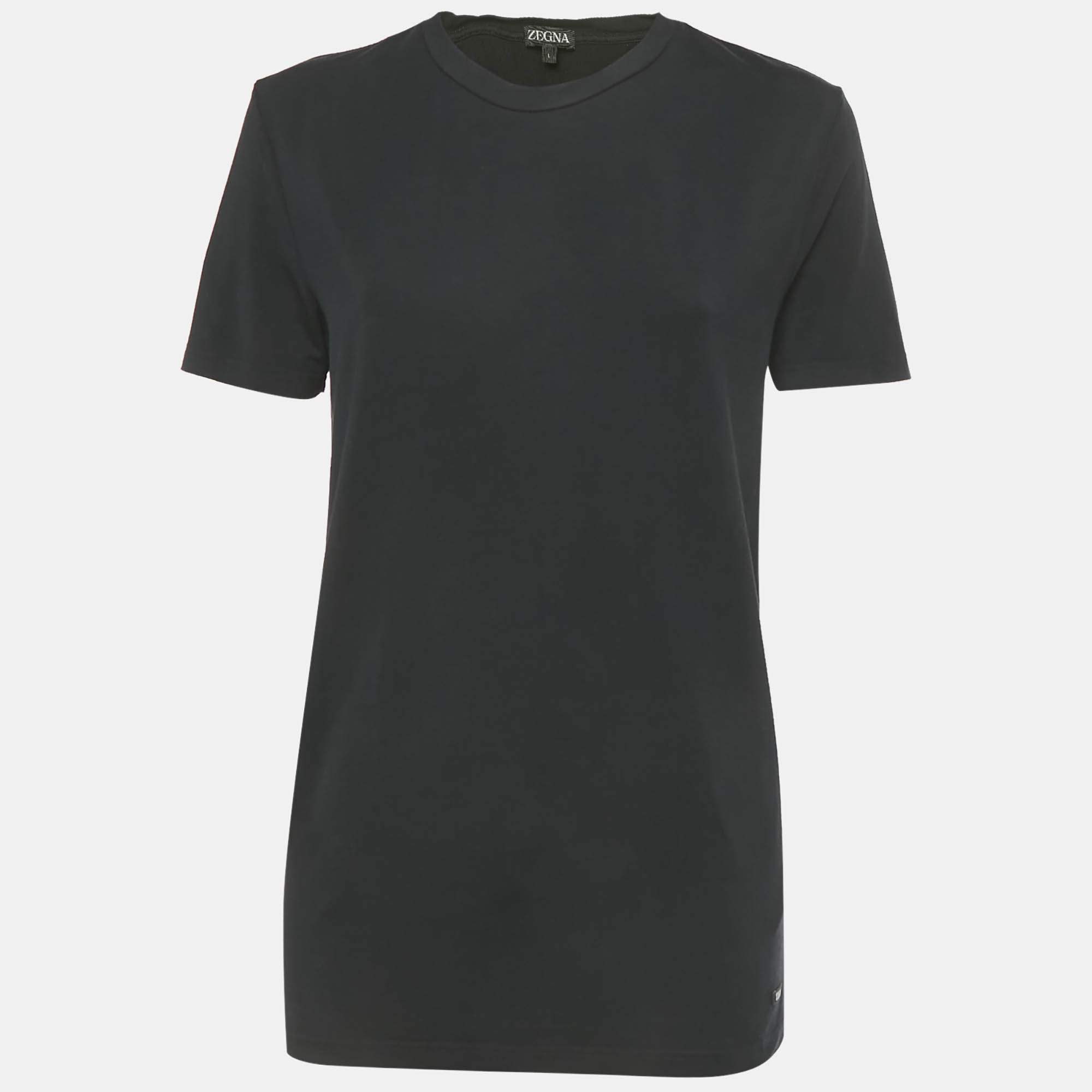 مملوكة مسبقًا Zegna Black Jersey Crewneck T-Shirt L