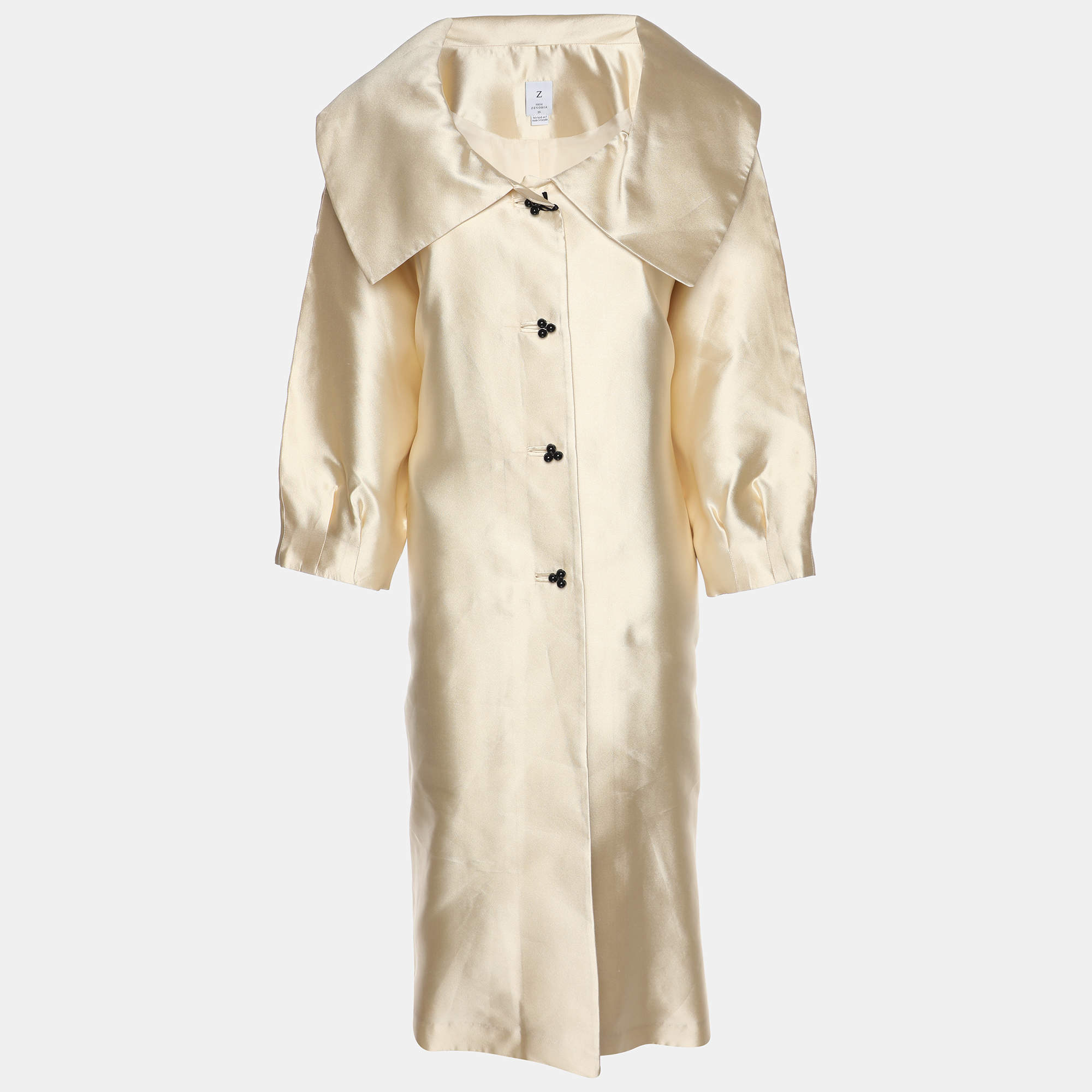 Pre Owned Z from Zenobia Metallic Beige Wide Collar Coat XL