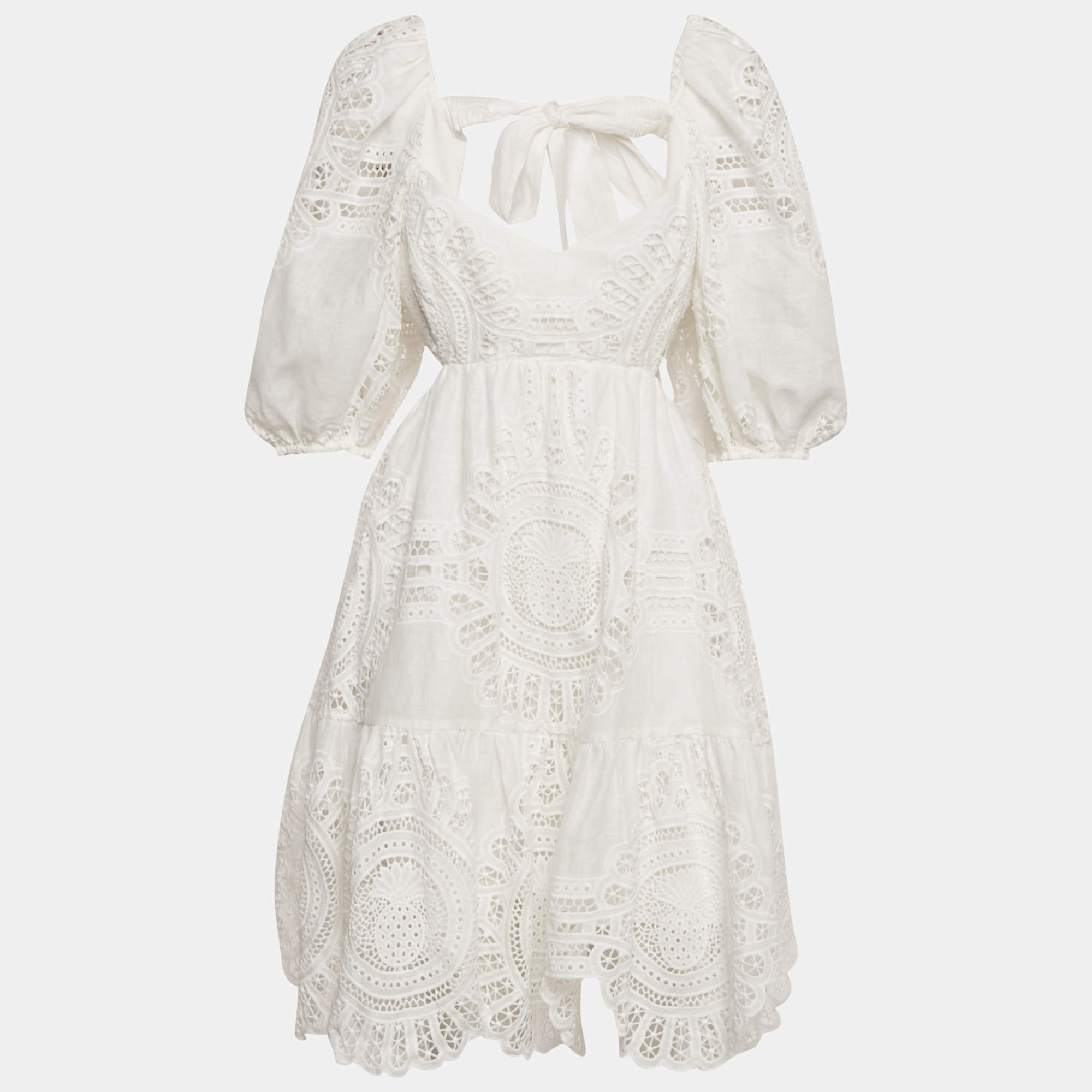 Zimmermann White Vacay Lace Mini Dress L