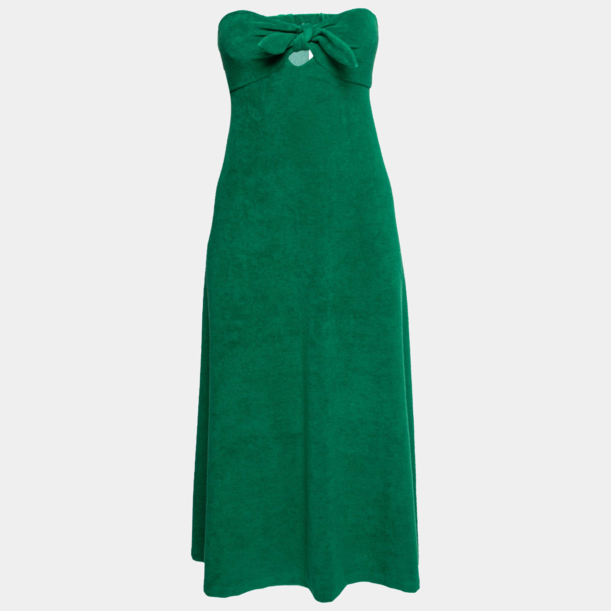 مملوكة مسبقًا Zimmermann Green Terry Cotton Teddy Bandeau Detail Dress L