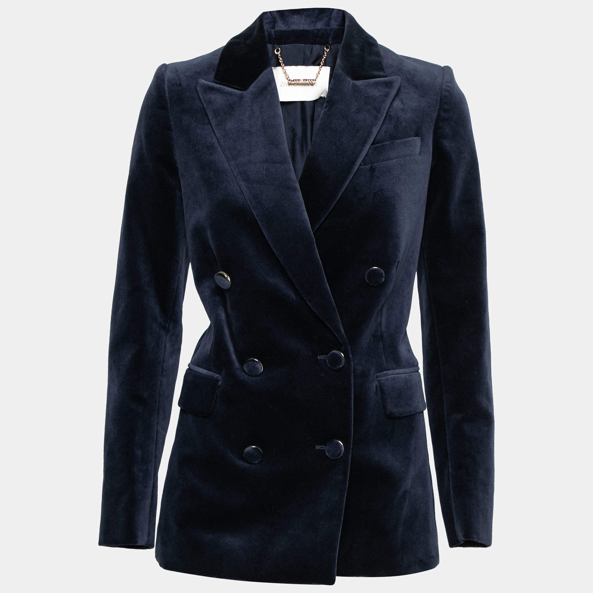Zimmermann Navy Blue Velvet Double Breasted Jacket XS